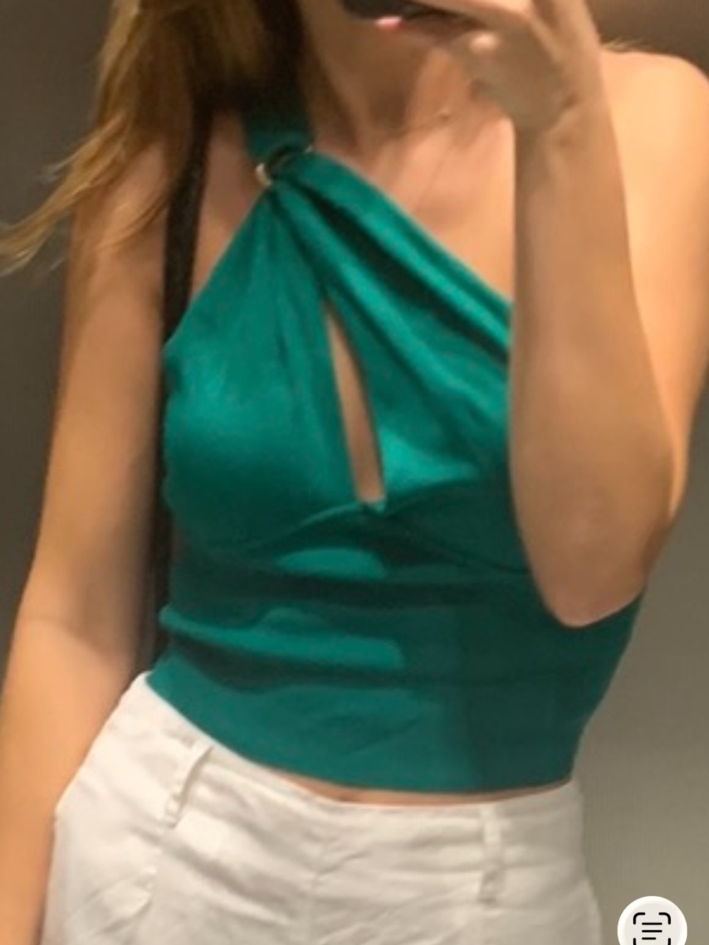Zara Green Teal One Shoulder Crop Top - Women